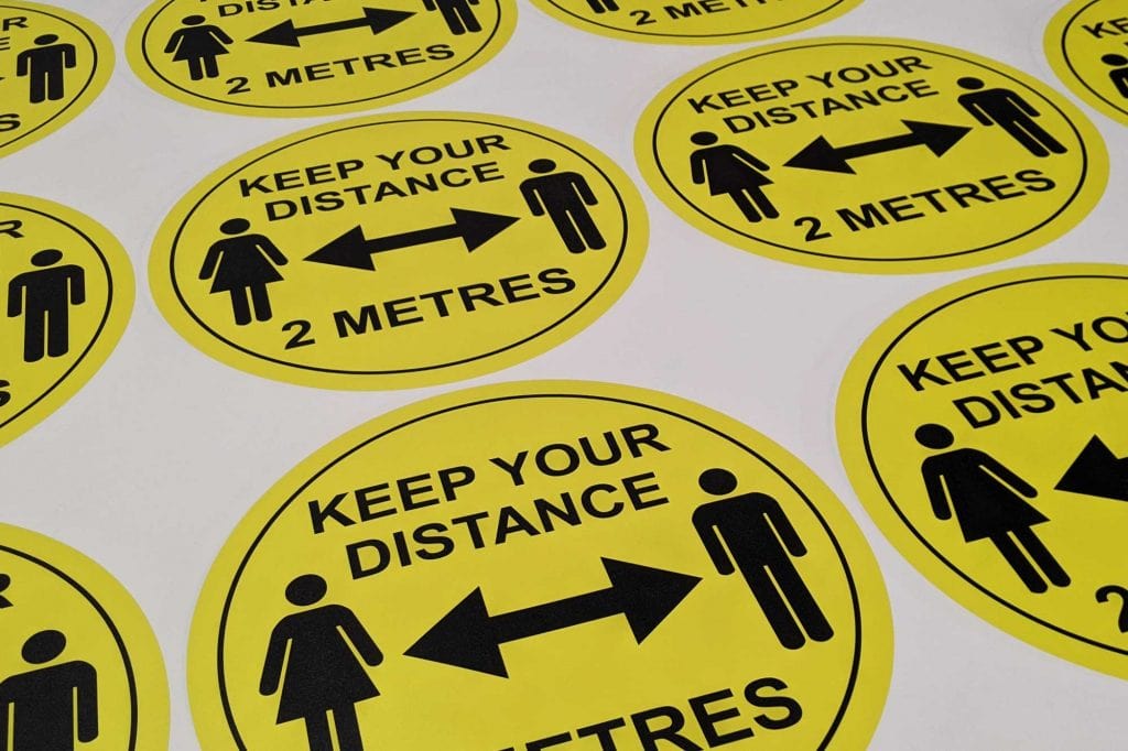 Social distancing stickers